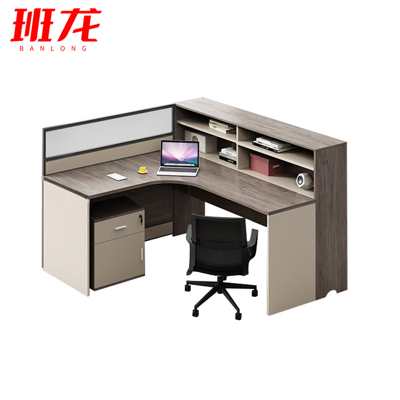 班龙屏风办公桌单人位+柜+椅套高清大图
