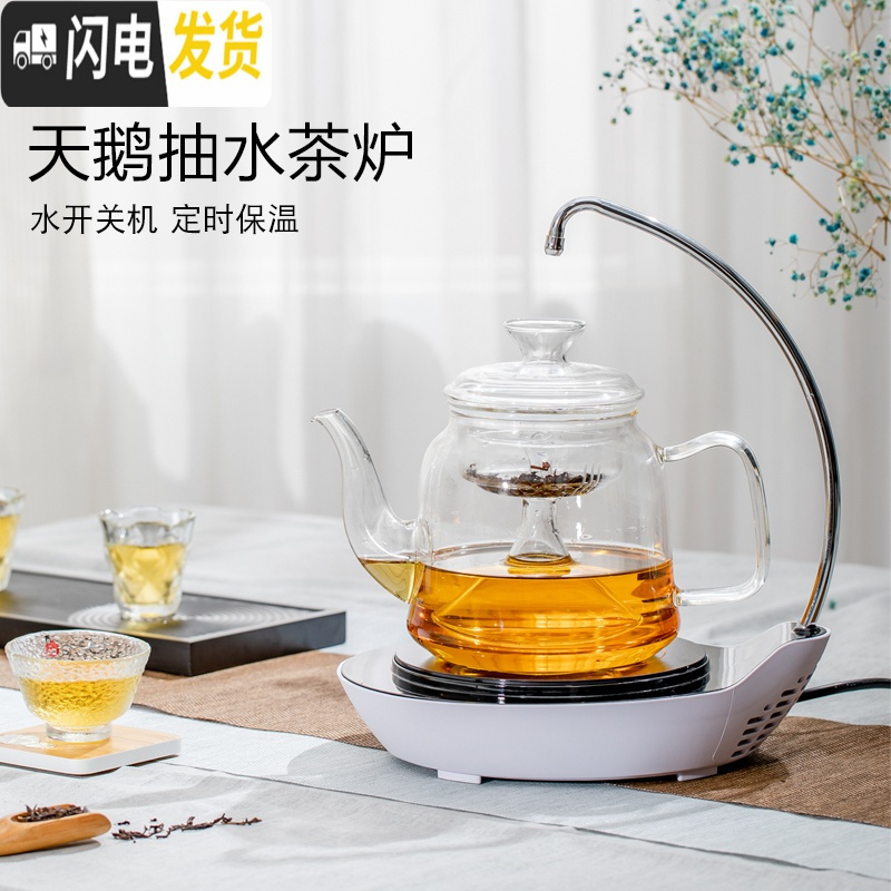 三维工匠煮茶器全自动小型电陶炉蒸汽热泡茶玻璃烧水壶茶具套装家用煮茶壶 D款双胆蒸煮茶壶+4个杯