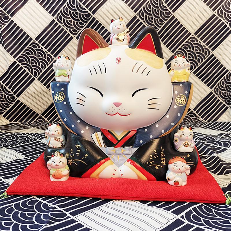 三维工匠装饰摆件日本猫手工七福神带玻璃罩生日开业乔迁陶瓷摆件三维工匠中号 高17cm 无存钱口 价格图片品牌报价 苏宁易购大黄蜂家居专营店