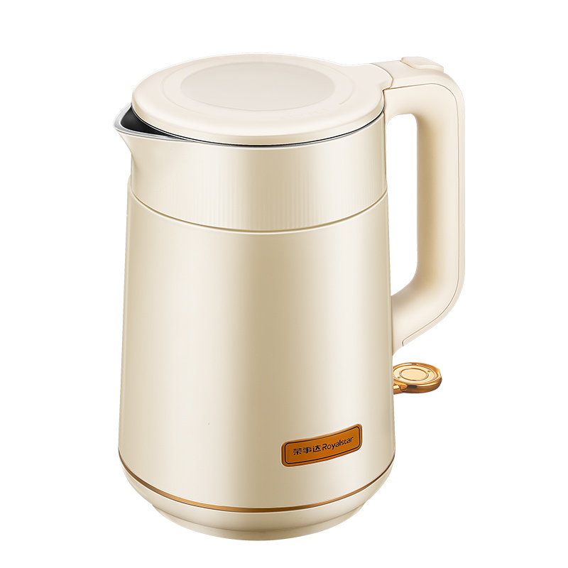 荣事达Royalstar不锈钢电水壶米白色1.5L防干烧底盘加热安全实用高清大图