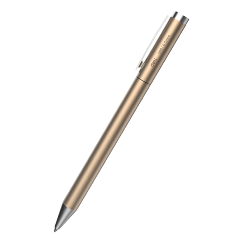 得力DL-S99 0.5mm金属旋转中性笔签字笔 香槟金
