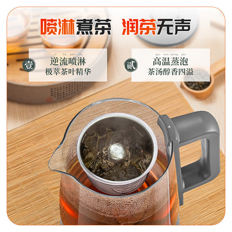 Midea美的 电热水壶 电热烧水壶养生壶 高硼硅玻璃迷你泡茶壶食品级304不锈钢可视化开水壶ZC10-D1 1L高清大图