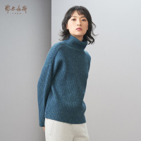 鄂尔多斯1980 秋冬高领双畦女针织衫羊绒针织衫休闲百搭