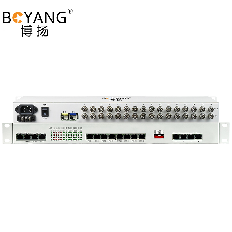 博扬 综合业务PDH光端机 16E1+32路电话(可定制磁石)+4路百兆物理隔离网络+2路RS485 1对价