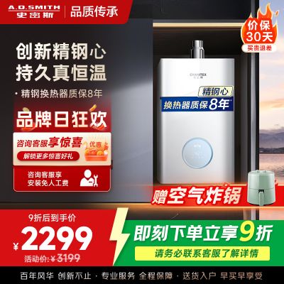 AO史密斯佳尼特13升燃气热水器佳尼特 小体积 不锈钢换热器8年包换 恒温大水量 抗风防冻 JSQ26-TCA1