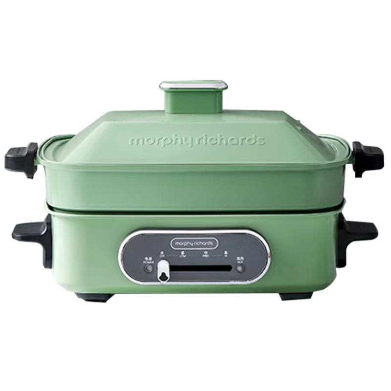 英国摩飞电器多功能锅多用途料理锅电烧烤锅煎锅电火锅家用电蒸锅清新绿MR9088高清大图