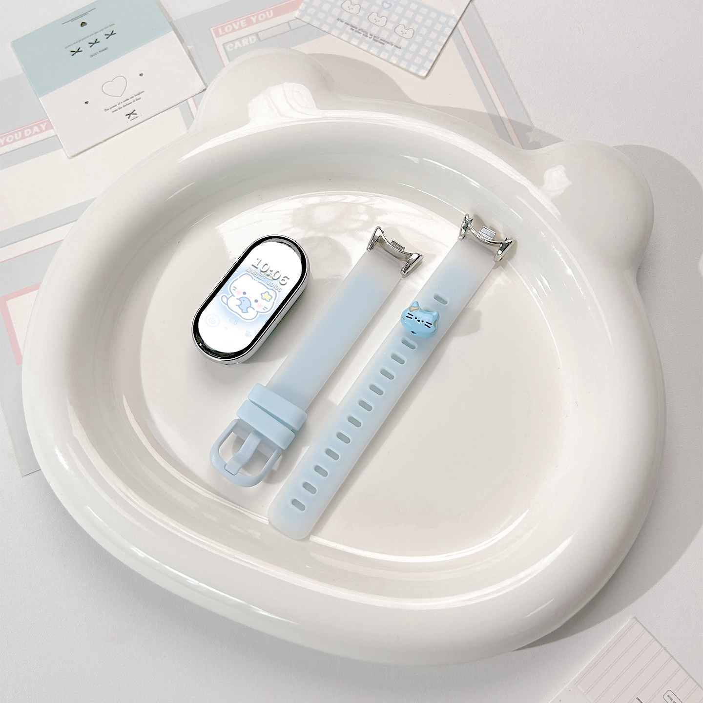 适用小天才电话手表表带Z10/Z9可爱挂脖Z11新款Z8Z7S保护套3139B 透蓝猫 9