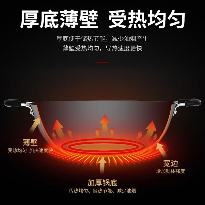 苏泊尔(SUPOR)铸铁双耳无涂层深型炒锅 34cm FC34Y1 送304铲高清大图
