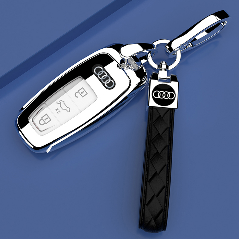 【补贴10%】适用奥迪a6l钥匙套2024款高端2023款a6扣汽车内装饰用品大全24款 全包款月光银色（壳+羊皮双扣）