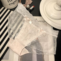 系少系蕾丝纱低腰蝴蝶结角内裤士浅S113