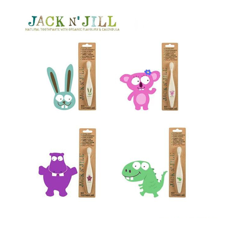JACK N’ JILL杰克吉尔婴幼儿单支装儿童软毛牙刷天然卡通图案恐龙可降解玉米淀粉