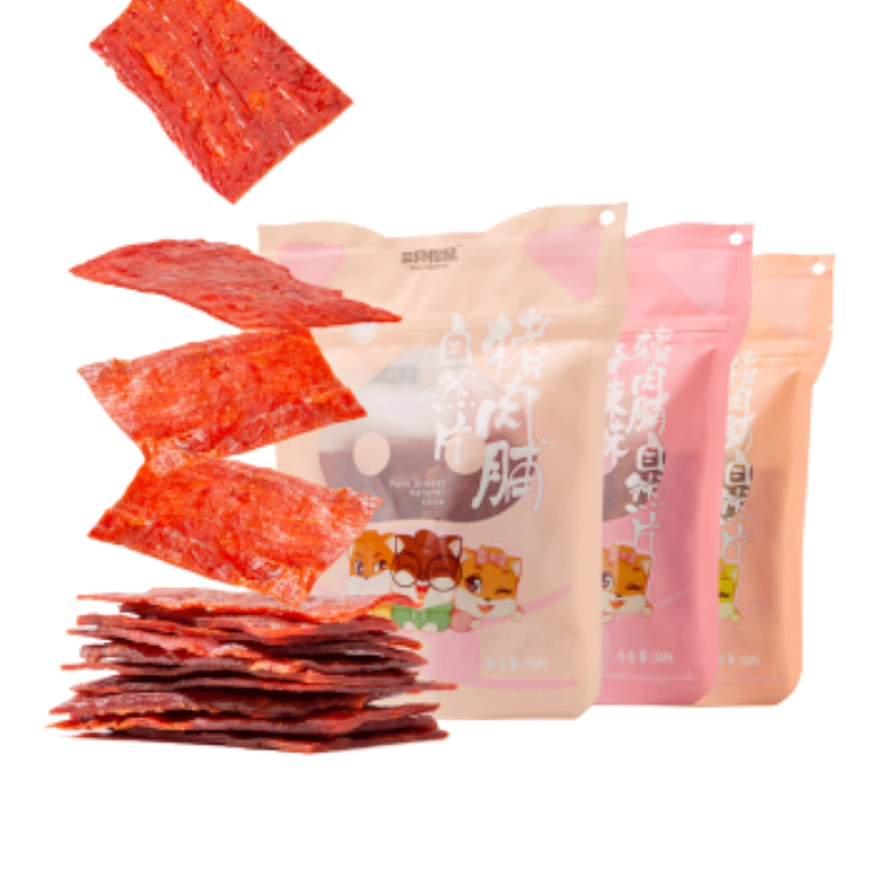 三只松鼠猪肉脯自然片香辣味450g(150g*3) 休闲小零食