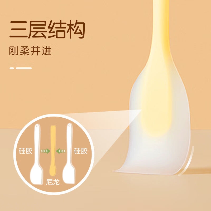 双枪刮刀油刷耐高温铲子一体式刮板奶油抹刀食品级烘焙工具 硅胶刮刀[柠檬黄中号]高清大图