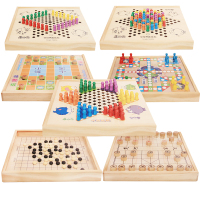 智扣飞行棋跳棋桌面游戏五子棋斗兽棋多功能成人棋儿童益智木制玩具 单面跳棋