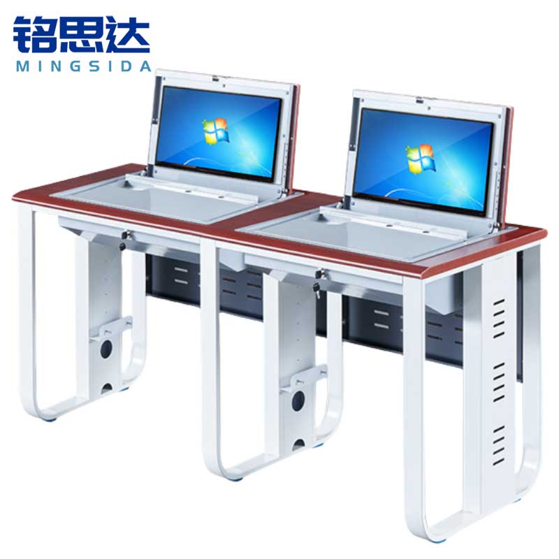 铭思达翻转电脑桌双人位张高清大图