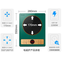 美的(Midea)电磁炉家用带锅 炒菜火锅磁炉 多功能一体大功率 可定时 复古绿 丨配汤锅+炒锅MC-CL22X3201