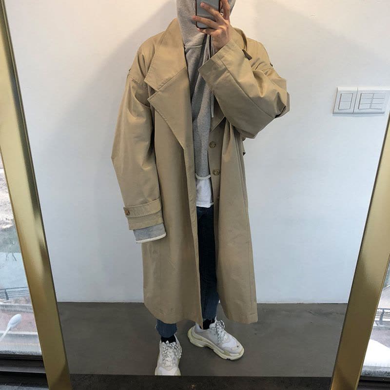 SUNTEKMRCYC男士外套休闲春秋男装风衣韩版潮流帅气中长款学生情侣大衣风衣图片