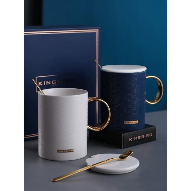 杯子陶瓷带盖勺马克杯办公情侣款一对创意个性潮流家用咖啡杯