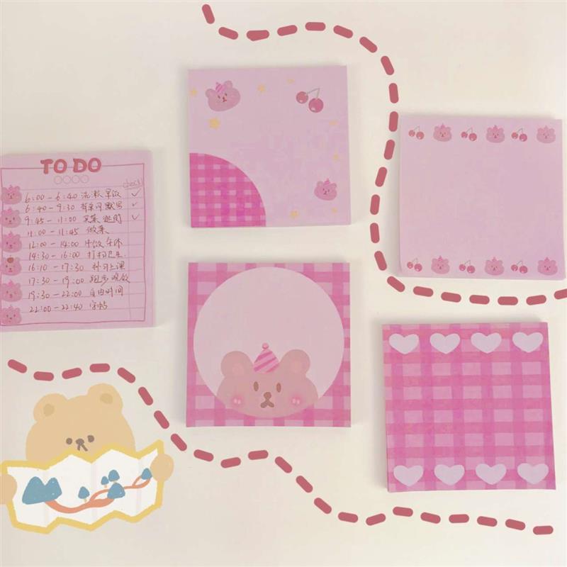 可爱卡通小熊便签本日系简约ins风小清新留言记事本学生方格n次贴