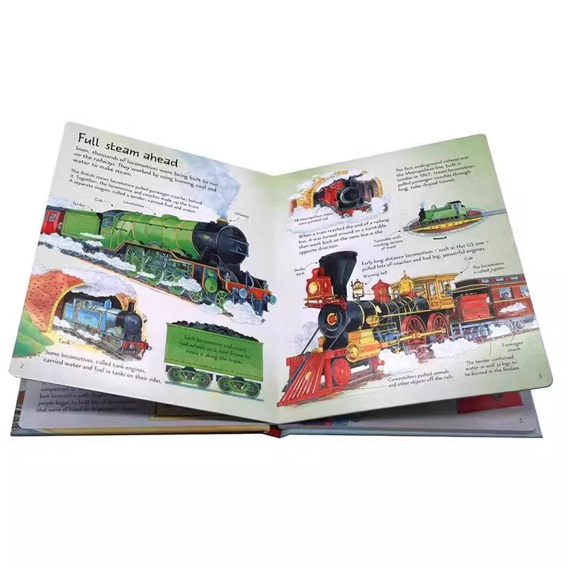 [正版]Usborne看里面系列 火车 英文原版绘本 See Inside Trains 精装大开纸板翻翻书 儿童科普