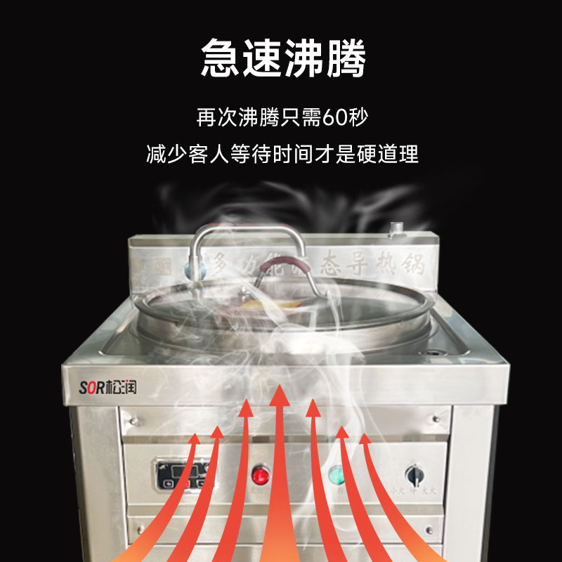 SOR松润 商用电磁汤锅 SCT-M3401A 防干烧汤粥专用锅 φ400H400 9KW高清大图