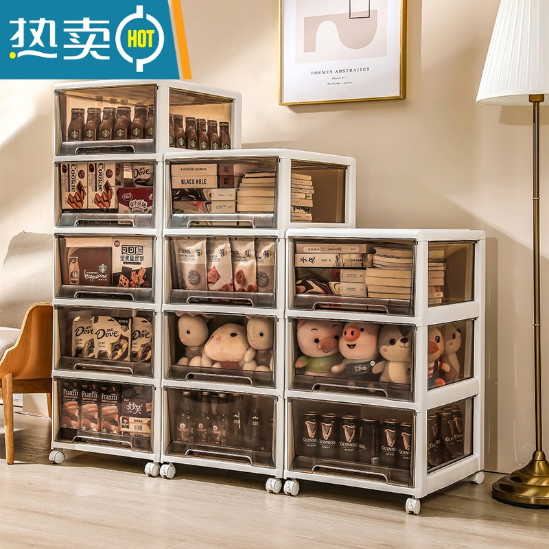 敬平加厚儿童储物柜抽屉式零食收纳柜家用宝宝衣服多层柜塑料置物柜子高清大图