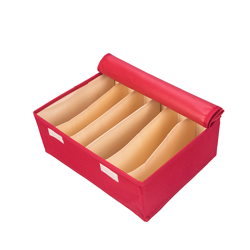 ANCHOW安巢 内衣收纳盒内裤袜子收藏储物分层家用卧室衣柜文胸布艺整理箱 内衣6格收纳盒 AJ288