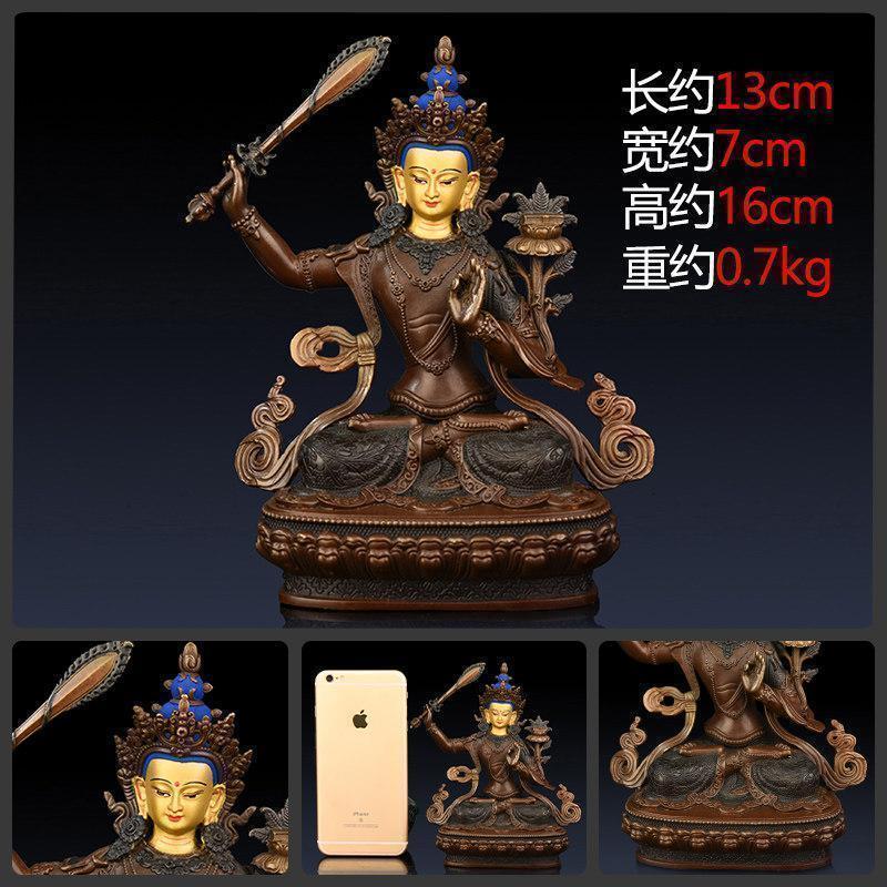 美帮汇文殊普萨佛像 铜文殊菩萨摆件藏传佛教密宗画脸开脸高清大图