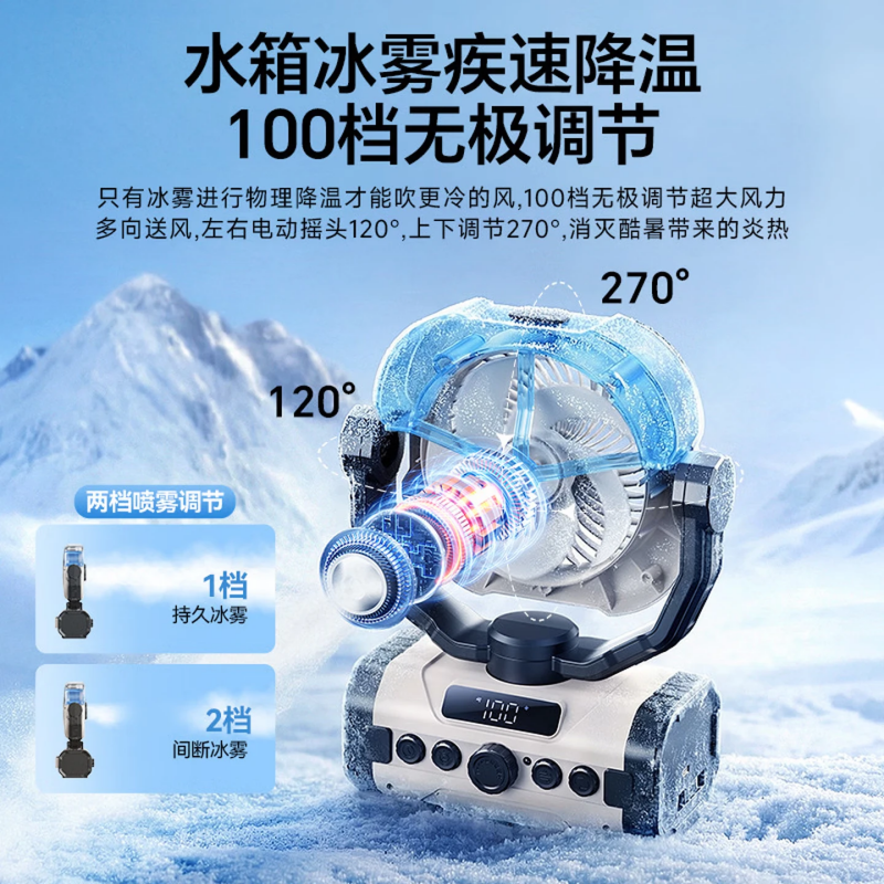 睿量户外露营风扇桌面制冷空调超长续航RS-ZF20高清大图