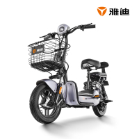 雅迪小王子精致版电池铅酸48V电动车踏板电瓶车亲子代步电动自行车简易款 油光尼卡灰