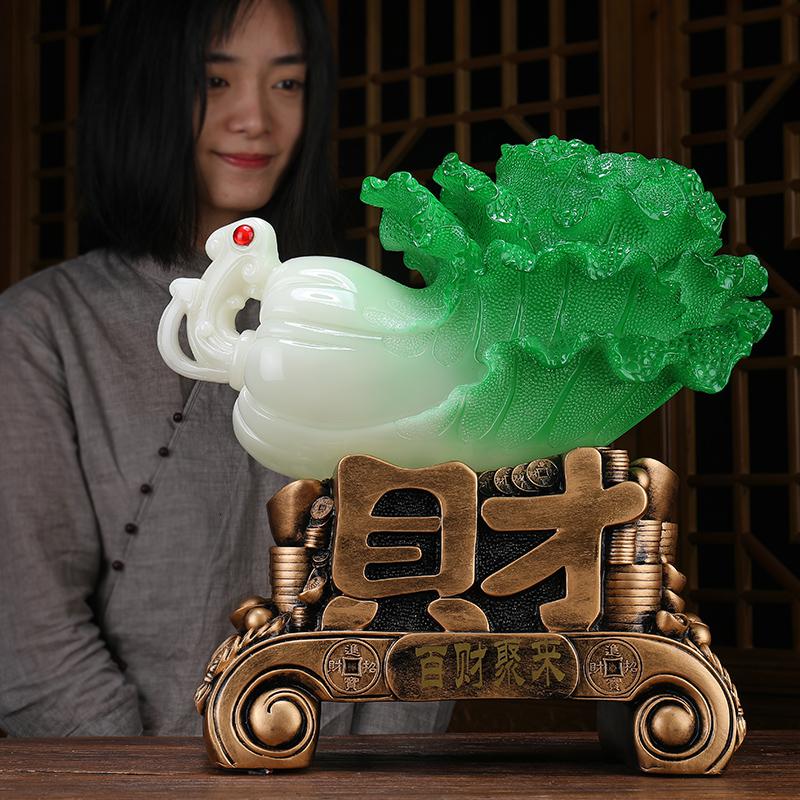美帮汇白菜摆件家居饰品客厅电视柜翡翠玉白搬家乔迁新居礼品高清大图
