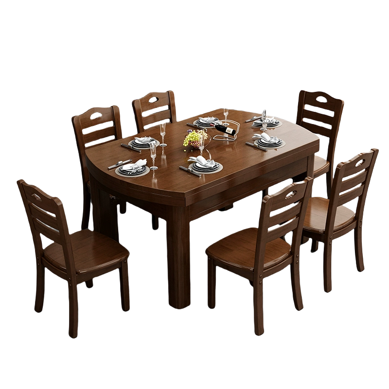 荺炬餐桌椅1桌6椅套高清大图