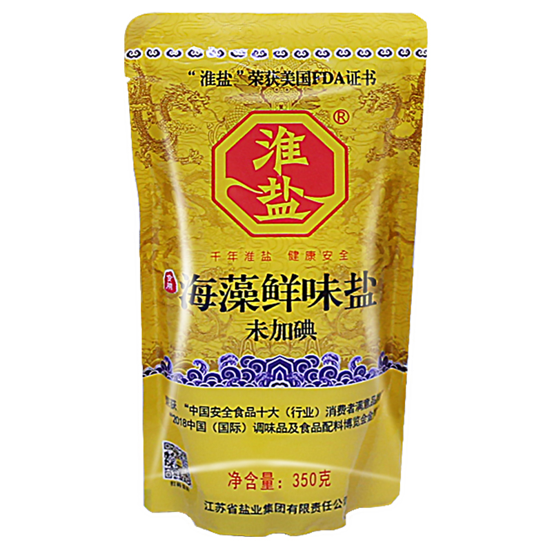 淮盐牌海藻鲜味盐未加碘350克