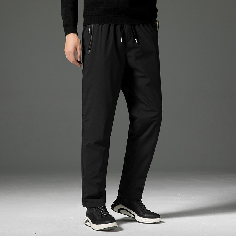 爷特yete冬季90白鸭绒长裤子男纯色简约加厚保暖男士宽松羽绒裤