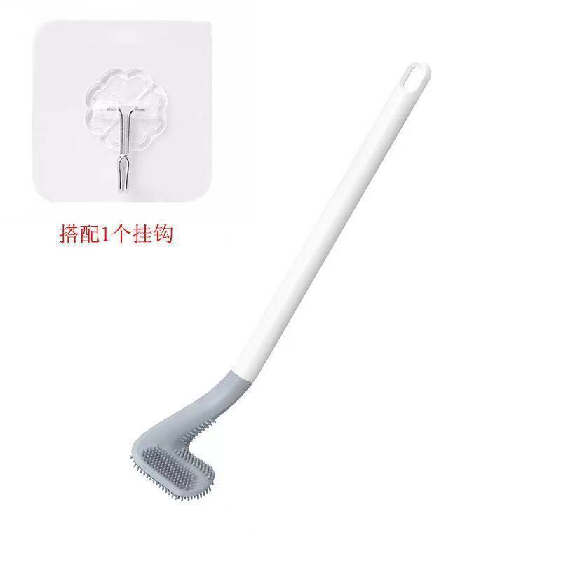 马桶刷[白色]送挂钩 高尔夫硅胶马桶刷家用无死角洗厕所卫生间刷子挂墙式卫生马桶刷子