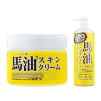日本 Loshi 北海道马油面霜膏 220g+薏仁身体乳润体霜485ml 长效滋润保湿补水