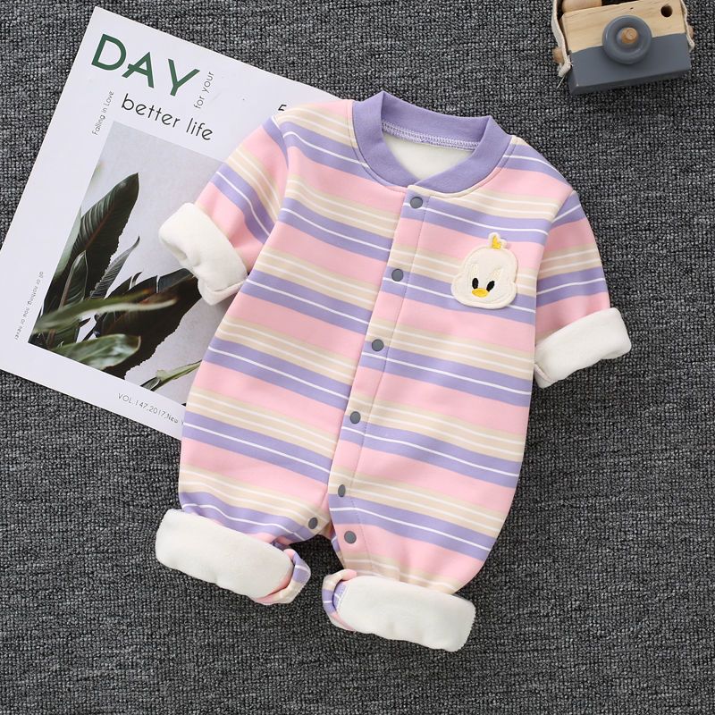 婴儿连体衣加绒加厚秋冬款幼儿保暖衣服莎丞