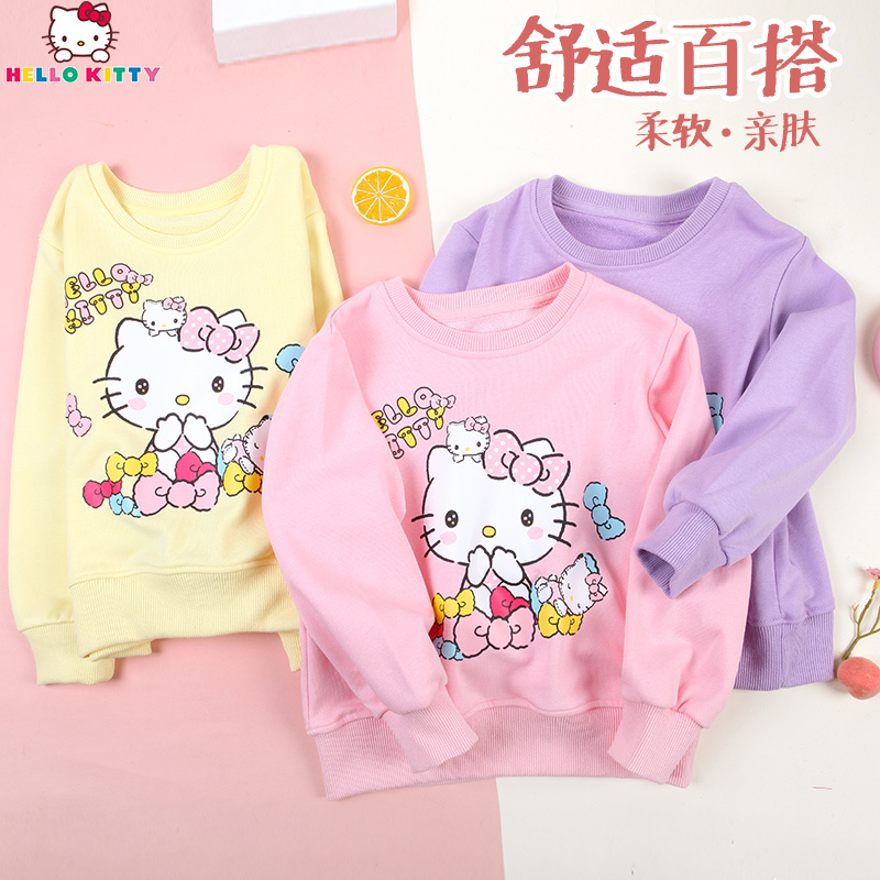 hellokitty女童卫衣棉春夏薄款儿童红色童装中大童小女孩上衣卡通透气