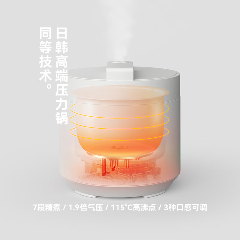 OLAYKS 3L智能按键双胆电压力锅 陶白设计 家庭烹饪神器 立时加热750W高清大图