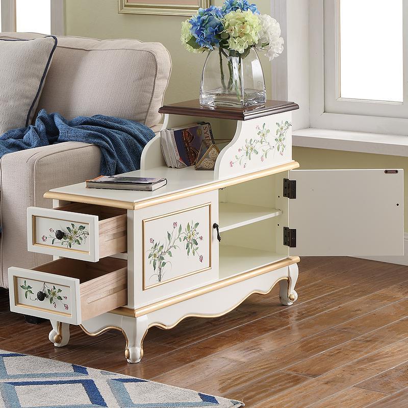 森美人美式沙发柜边柜客厅边几小茶几实木角几储物柜子北欧扶手柜侧边柜高清大图