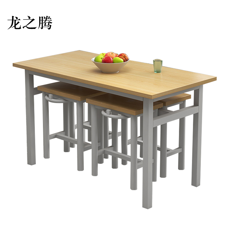 龙之腾餐桌4人学校食堂小吃店快餐桌椅饭堂防火板桌1200*600*750【含椅】