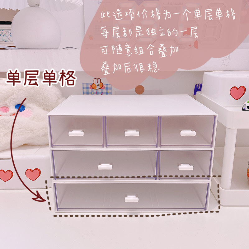 美帮汇*简约风组合桌面收纳盒 办公学习抽屉式大容量整理盒高清大图