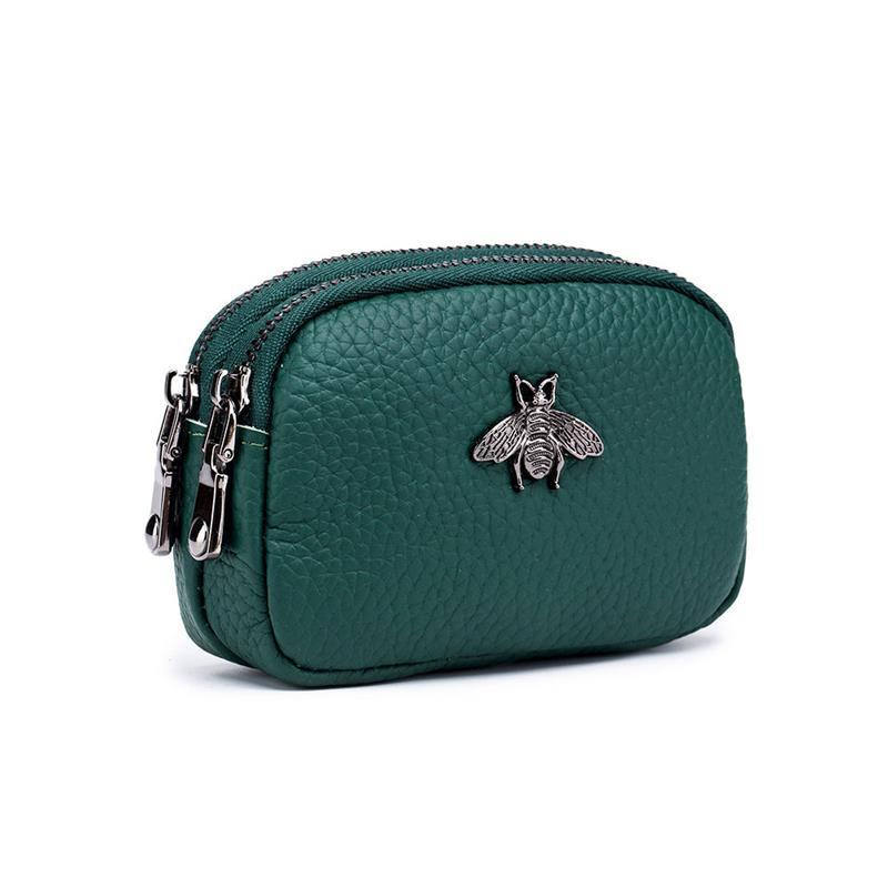 头层牛皮小零钱包可爱女硬币包双拉链新款真皮迷你零钱袋小手包