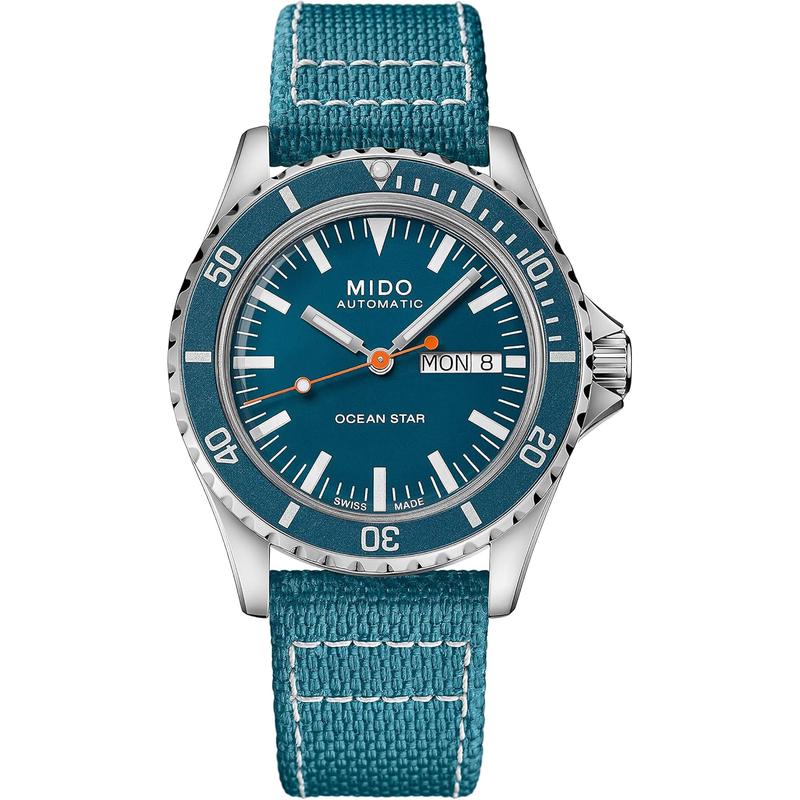 Mido男士潜水自动机械表mm蓝色表盘舒适防水尺高清大图