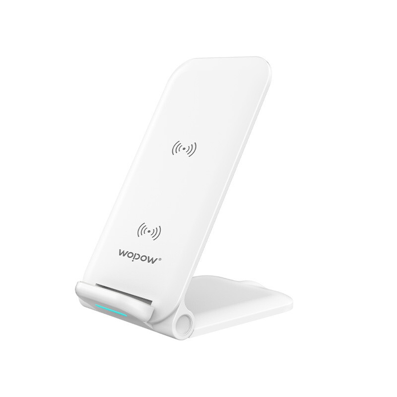沃品(WOPOW) HW17可折叠桌面无线充电器支架式大功率15w快充 白色(影)
