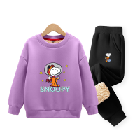 史努比(SNOOPY)儿童套装童装加绒男女中大童冬季新款圆领卫衣运动套装TZTYY2S127