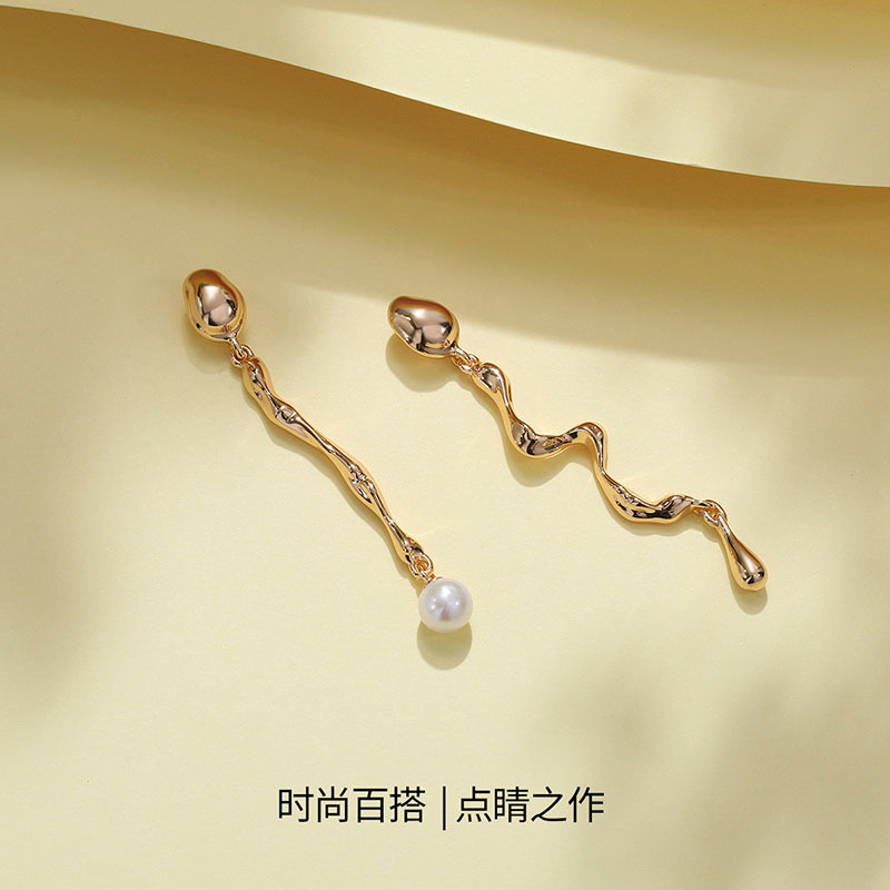佰色传情(BRIR)淡水珍珠S925银复古几何耳钉耳坠耳饰耳环