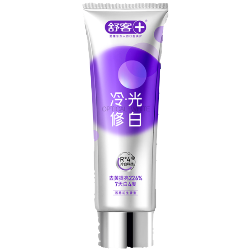 舒客色修美白牙膏清新亮白成人含氟去黄去渍减轻口臭110g 紫色去牙渍
