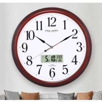 桃下 电波钟挂钟 大尺寸办公钟表日历石英钟 电波机芯 自动对时直径48cm