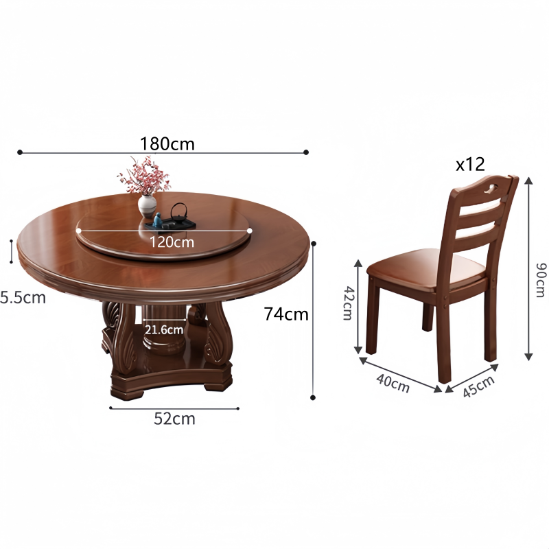 豫龙都 实木餐桌 1.8米+12椅 套高清大图